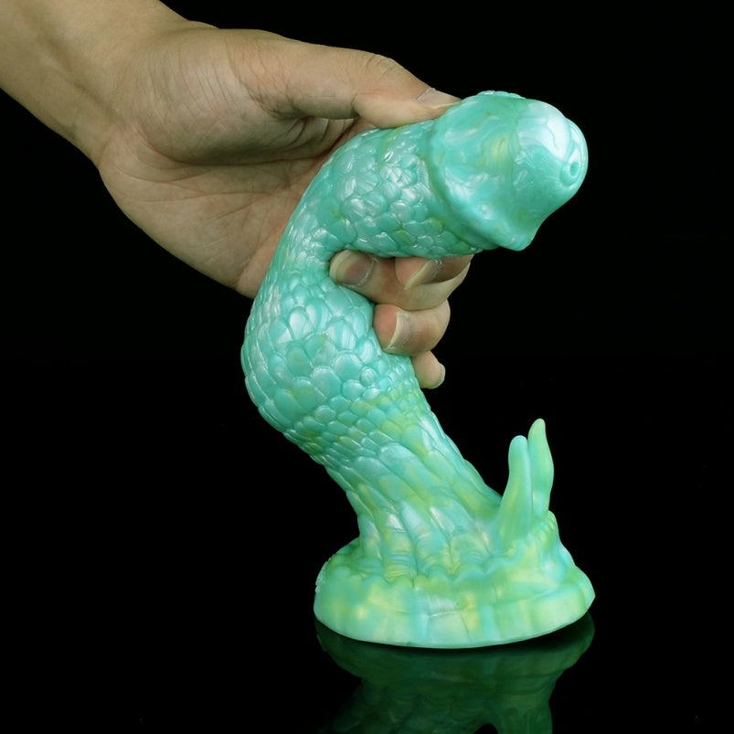 Weiblicher Strap-On Fantasy Dildo Saugnapf Butt Plug - Grüne Drachenschuppe Silikon Realistisches Gefühl Sexspielzeug