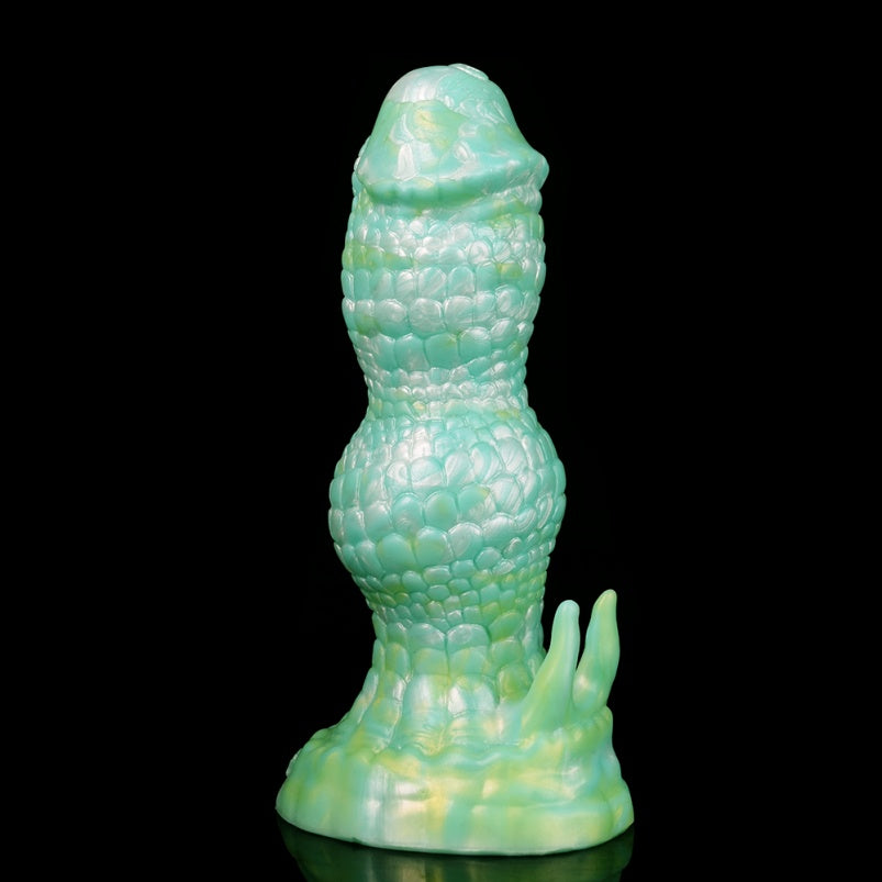 Weiblicher Strap-On Fantasy Dildo Saugnapf Butt Plug - Grüne Drachenschuppe Silikon Realistisches Gefühl Sexspielzeug