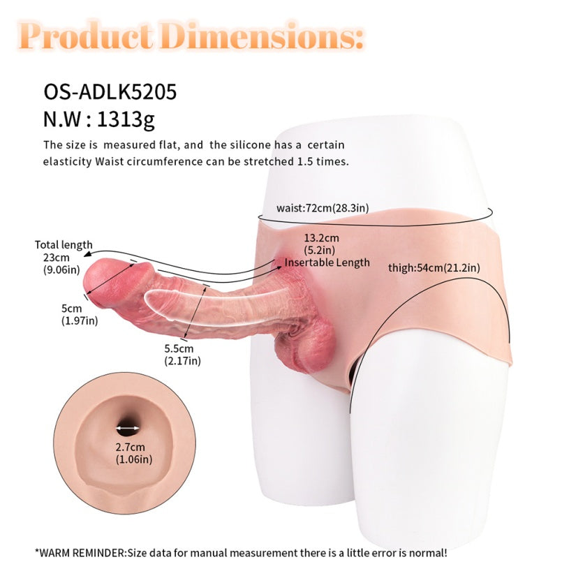 Gaine de pénis portable – Gode réaliste de 23 cm, extension de pénis en peau nue