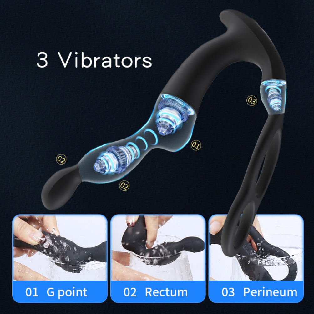 3-in-1 Vibrating Cock Ring & Anal Bead Prostate Massager – Delay Erect –  Domlust