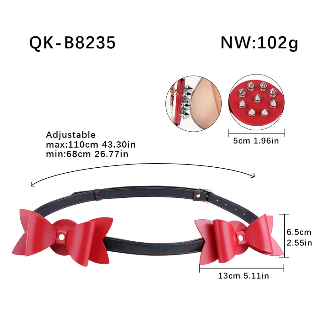 Festive Desire: Christmas Edition Spiked Bow Nipple Clamps & Adjustable Bondage Belt
