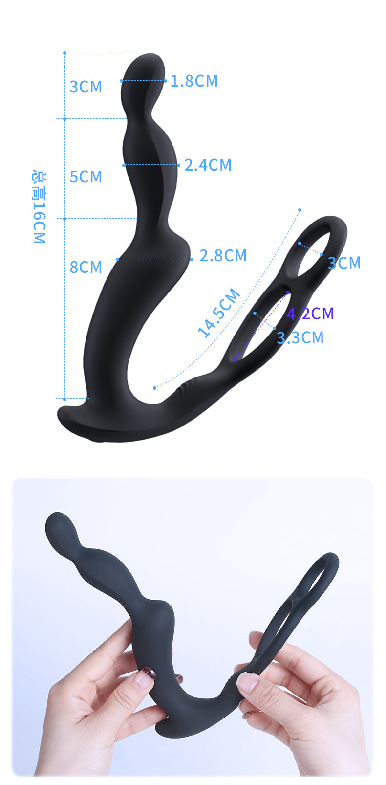 3-in-1 Vibrating Cock Ring & Anal Bead Prostate Massager – Delay Erection & Male G-Spot Stimulation