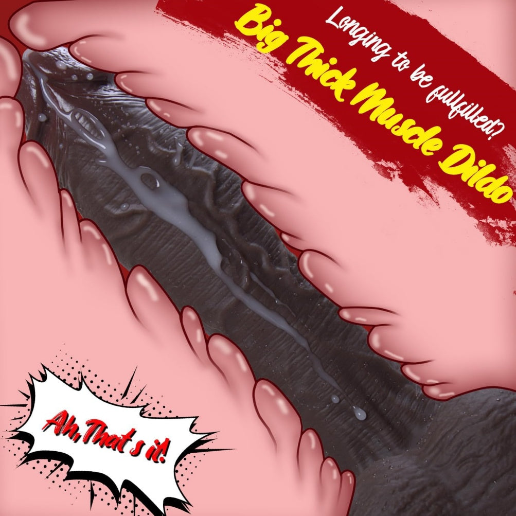 Lifelike Huge Black Dildo with Suction Cup – Thick Silicone Girth for Ultimate Expansion & Vaginal Stimulation