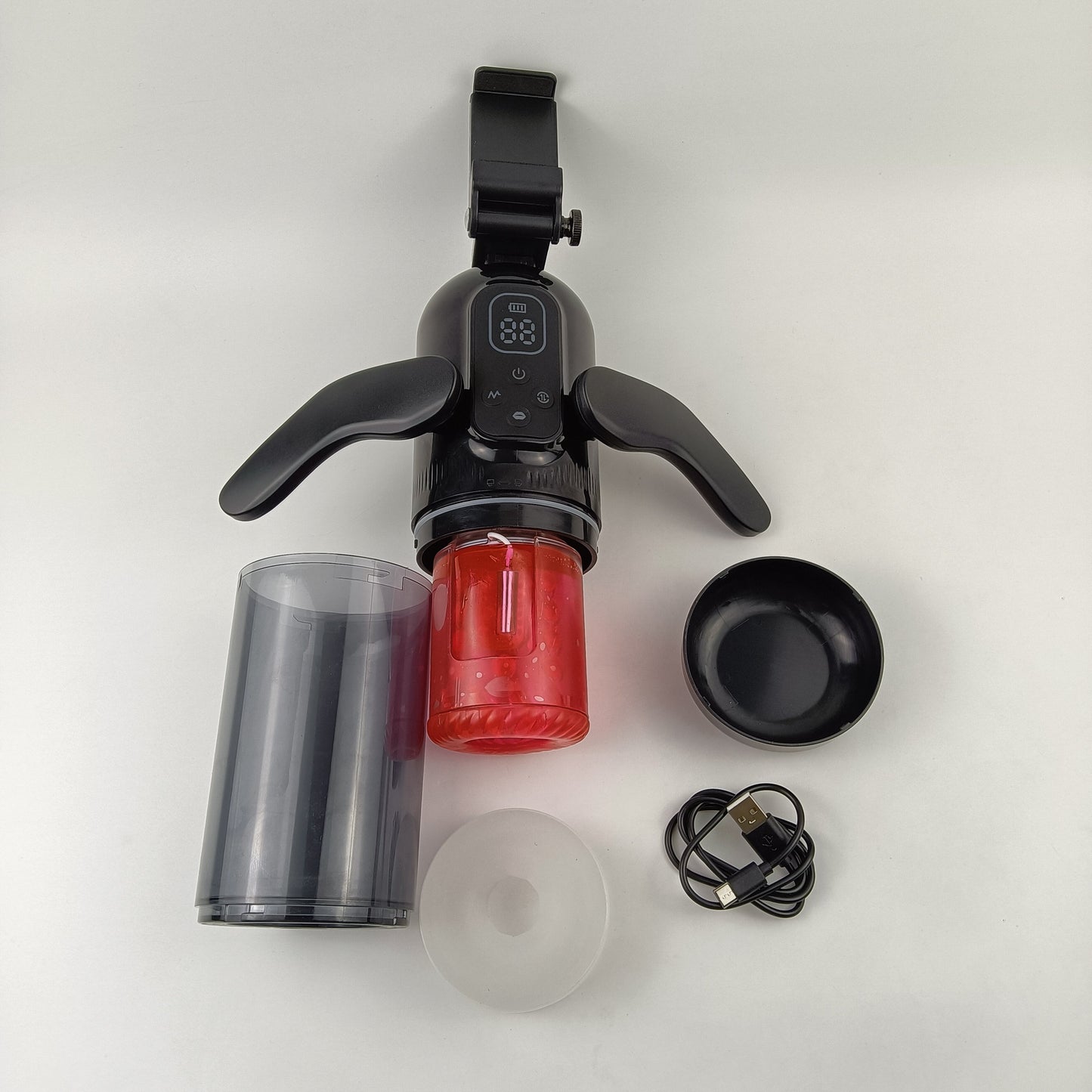 Mehrfrequenz-Vibration, männlicher Penis-Massage-Blowjob-Cup – rotierendes Masturbationsspielzeug mit zwei Griffen