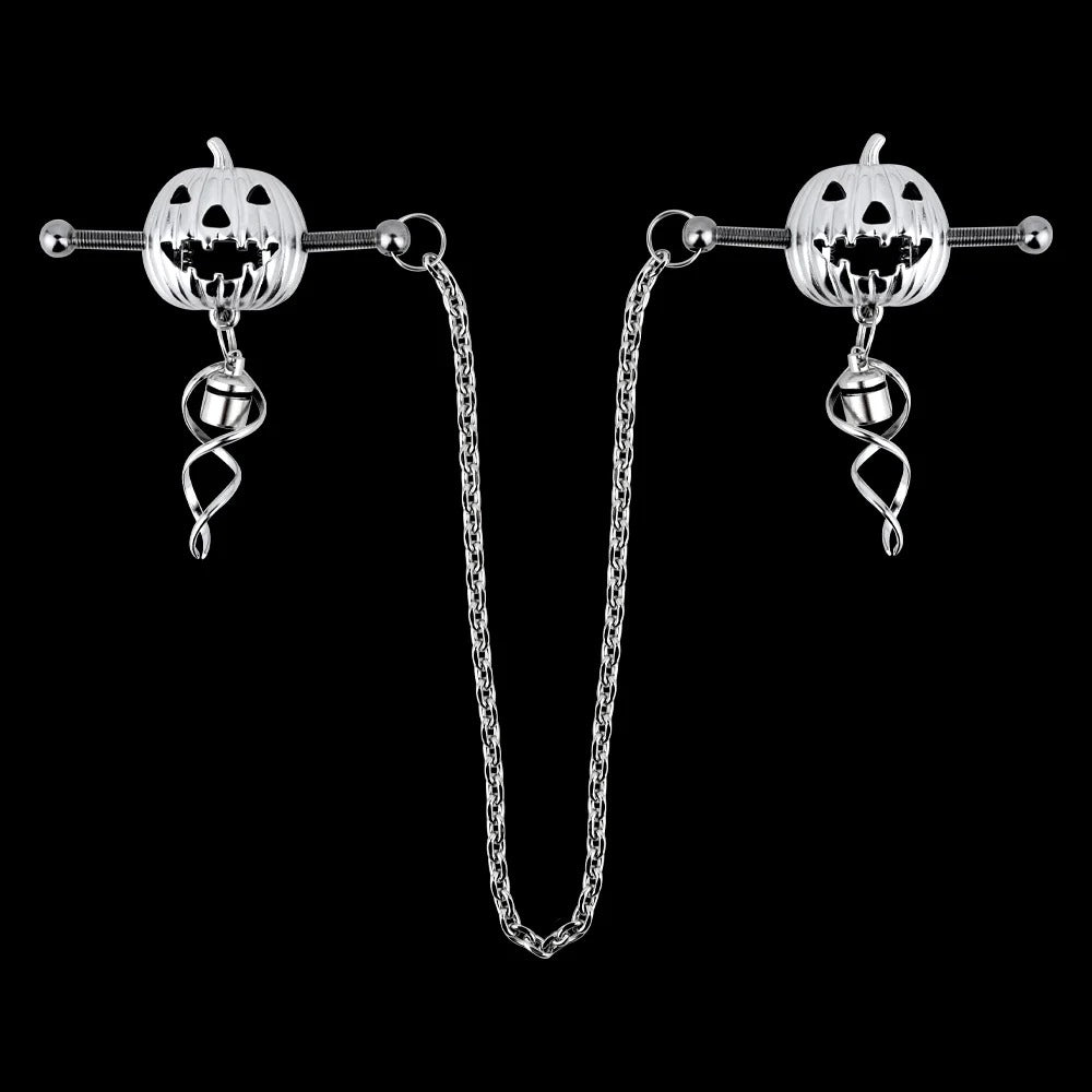 Pumpkin Lantern Nipple Clamps - Stainless Steel Fantasy Restraint Decorative Christmas Gift
