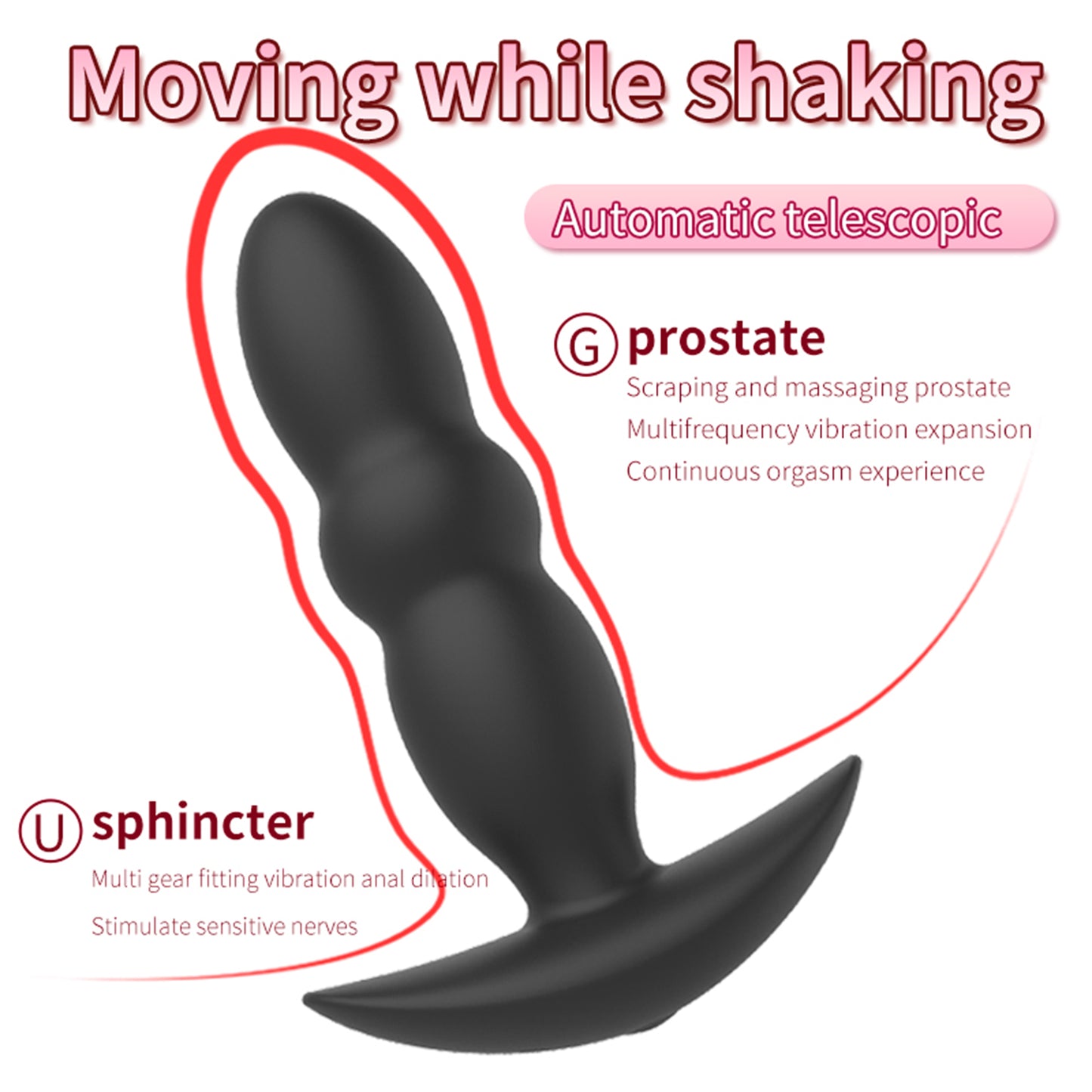 Ferngesteuerter Stoßdildo-Buttplug – vibrierender Analplug für Männer und Frauen