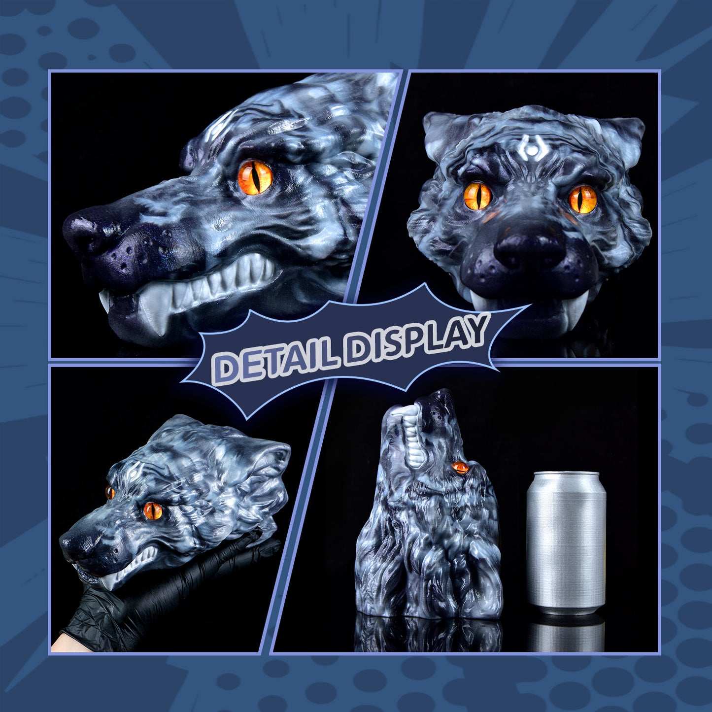 Skull Beast Wolf Fantasy Pocket Pussy — 1.35kg Platinum Silicone Oral Stroker | Domlust Dark Fantasy