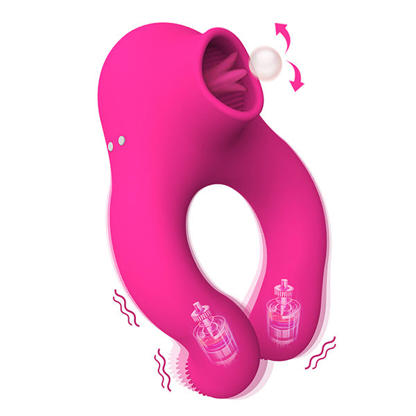 Tongue Licking Oral Sex Vibrator - Penis Cock Ring Clit Sucking Couple Domlust Tongue Licking Oral Sex Vibrator - Penis Cock Ring Clit Sucking Couple Domlust