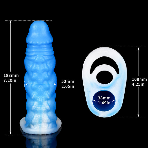 Extension lumineuse de manchon de pénis Monsterdildo - Jouet sexuel masculin d'extension d'anneau pénien en silicone de qualité supérieure