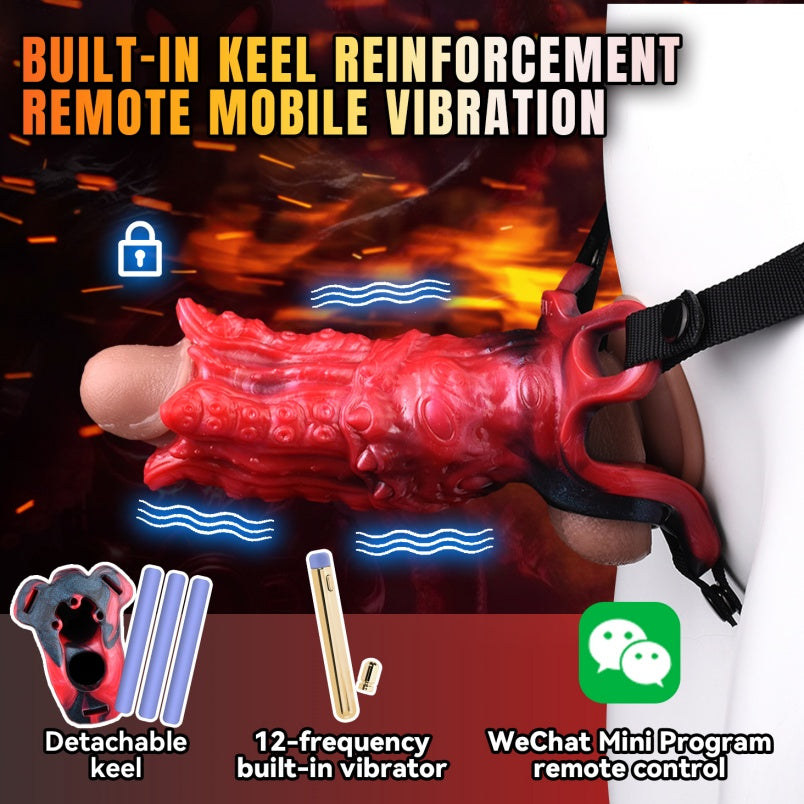 Monsterdildo Fantasy vibrierende Penishülle – halbumwickelte Penishüllenverlängerung