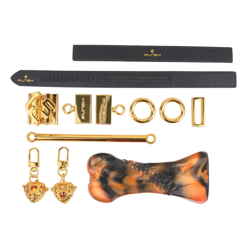 Ensemble de bâillons de bondage en os orange encre - Jouets sexuels coquins BDSM oraux fantastiques pour femmes et hommes