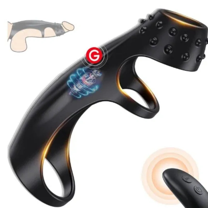 G-Spot Stimulating Vibrating Silicone Cock Ring – Ejaculation Control Sex Toys for Man ED Support