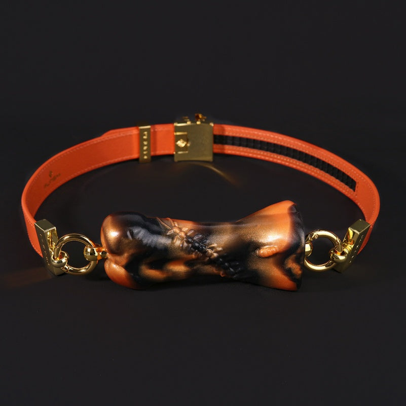 Ensemble de bâillons de bondage en os orange encre - Jouets sexuels coquins BDSM oraux fantastiques pour femmes et hommes