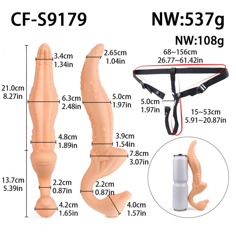 Alien Tongue Double-Head Dildo – C-Spot, G-Spot & P-Spot | Premium Platinum Silicone | Strap-On Ready