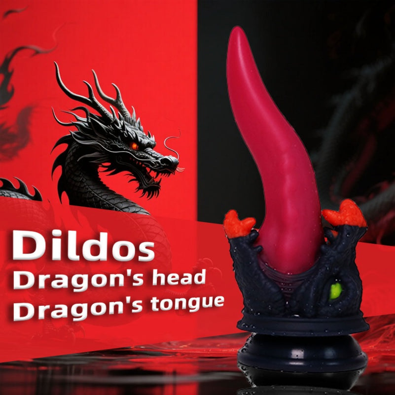 Gode d'insertion tête de dragon fantaisie – Jouet de stimulation du point G en silicone rouge sang