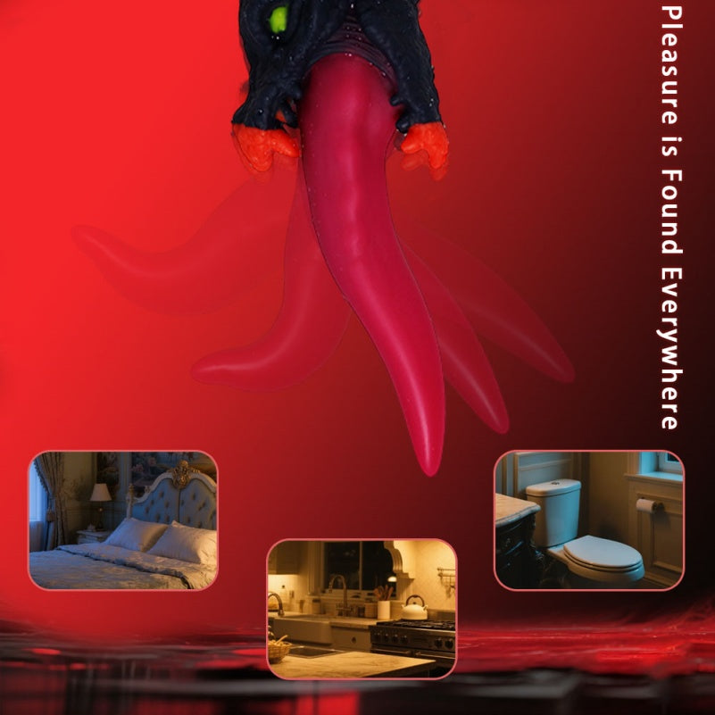 Gode d'insertion tête de dragon fantaisie – Jouet de stimulation du point G en silicone rouge sang