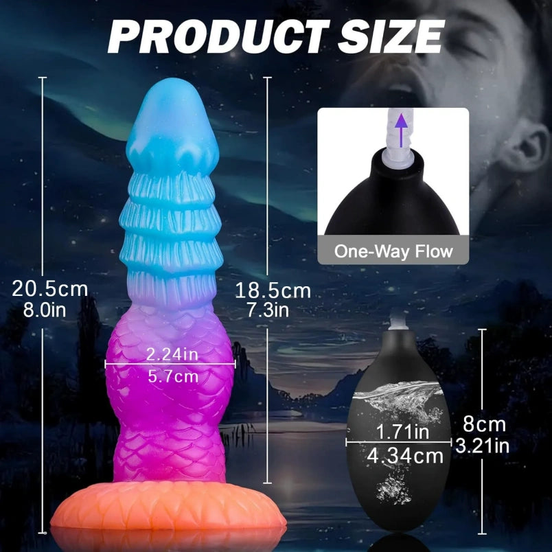 Realistic Fake Cum Fantasy Dragon Scale Silicone Dildo - Spiral Insertable Triple-Point Sex Toys