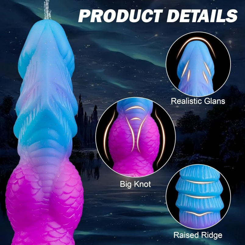 Realistic Fake Cum Fantasy Dragon Scale Silicone Dildo - Spiral Insertable Triple-Point Sex Toys