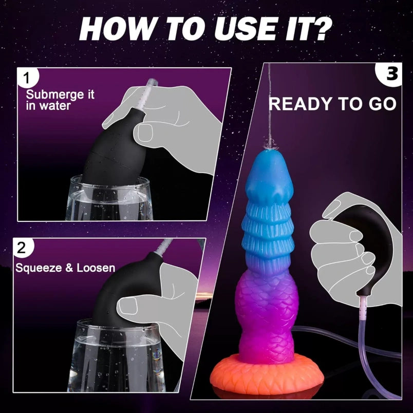 Realistic Fake Cum Fantasy Dragon Scale Silicone Dildo - Spiral Insertable Triple-Point Sex Toys