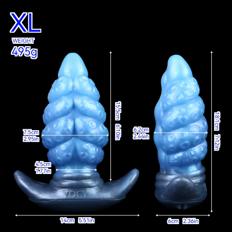 Fantasy-Tentakel-Buttplug-Dildo aus Silikon – Umschnallwerkzeug mit Ankerbasis und Tiefsee-Alien-Ästhetik