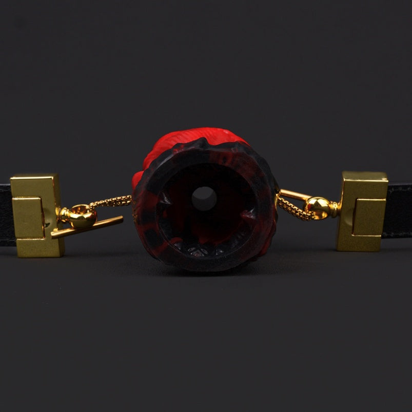 Bâillon-bouche Yukina Fantasy - Bâillon-boule en silicone rose rouge et noir, cuir, jouets sexuels BDSM coquins