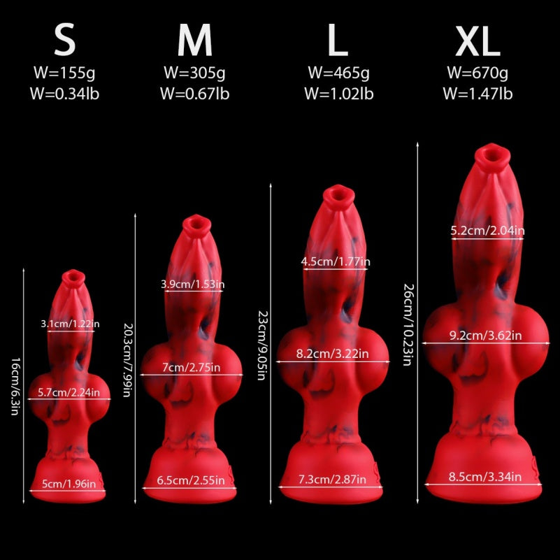 Blutroter realistischer Hundedildo aus Silikon – gezielte Schwellung für vaginales Expansionsvergnügen
