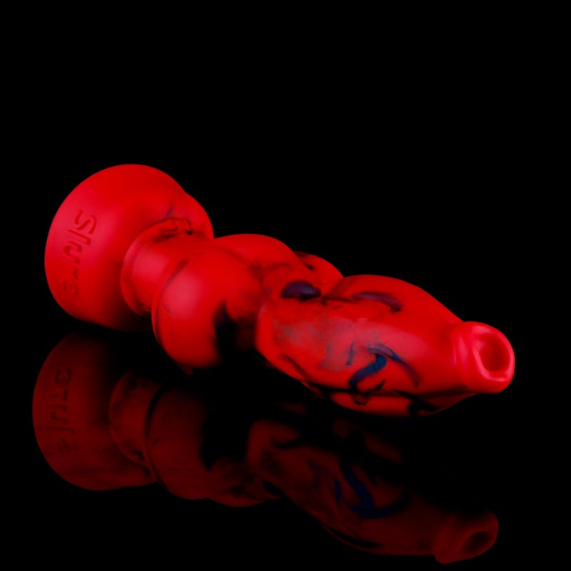 Blutroter realistischer Hundedildo aus Silikon – gezielte Schwellung für vaginales Expansionsvergnügen