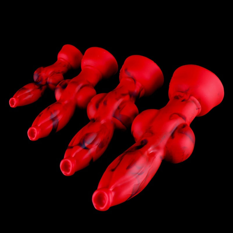 Blutroter realistischer Hundedildo aus Silikon – gezielte Schwellung für vaginales Expansionsvergnügen