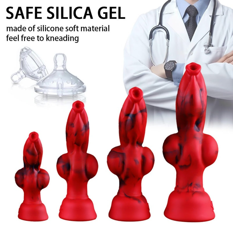 Blutroter realistischer Hundedildo aus Silikon – gezielte Schwellung für vaginales Expansionsvergnügen