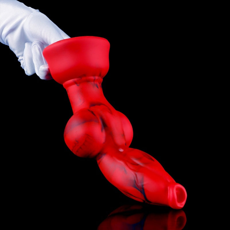 Blutroter realistischer Hundedildo aus Silikon – gezielte Schwellung für vaginales Expansionsvergnügen