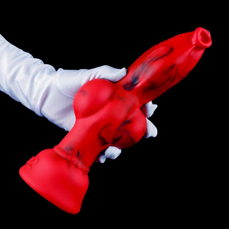Blutroter realistischer Hundedildo aus Silikon – gezielte Schwellung für vaginales Expansionsvergnügen