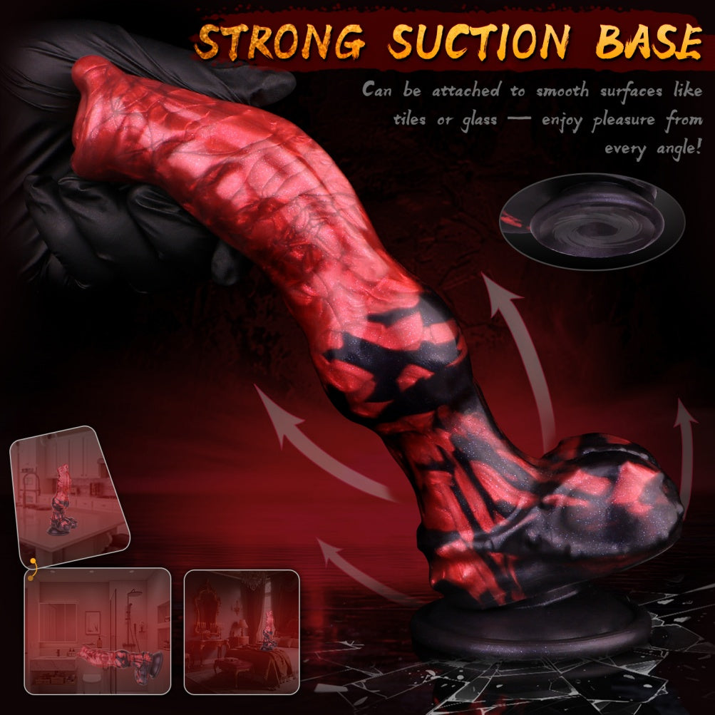 Blood-Red Silicone Fantasy Monster Blowjob - Dog-Shaped Knot Vagina Masturbator