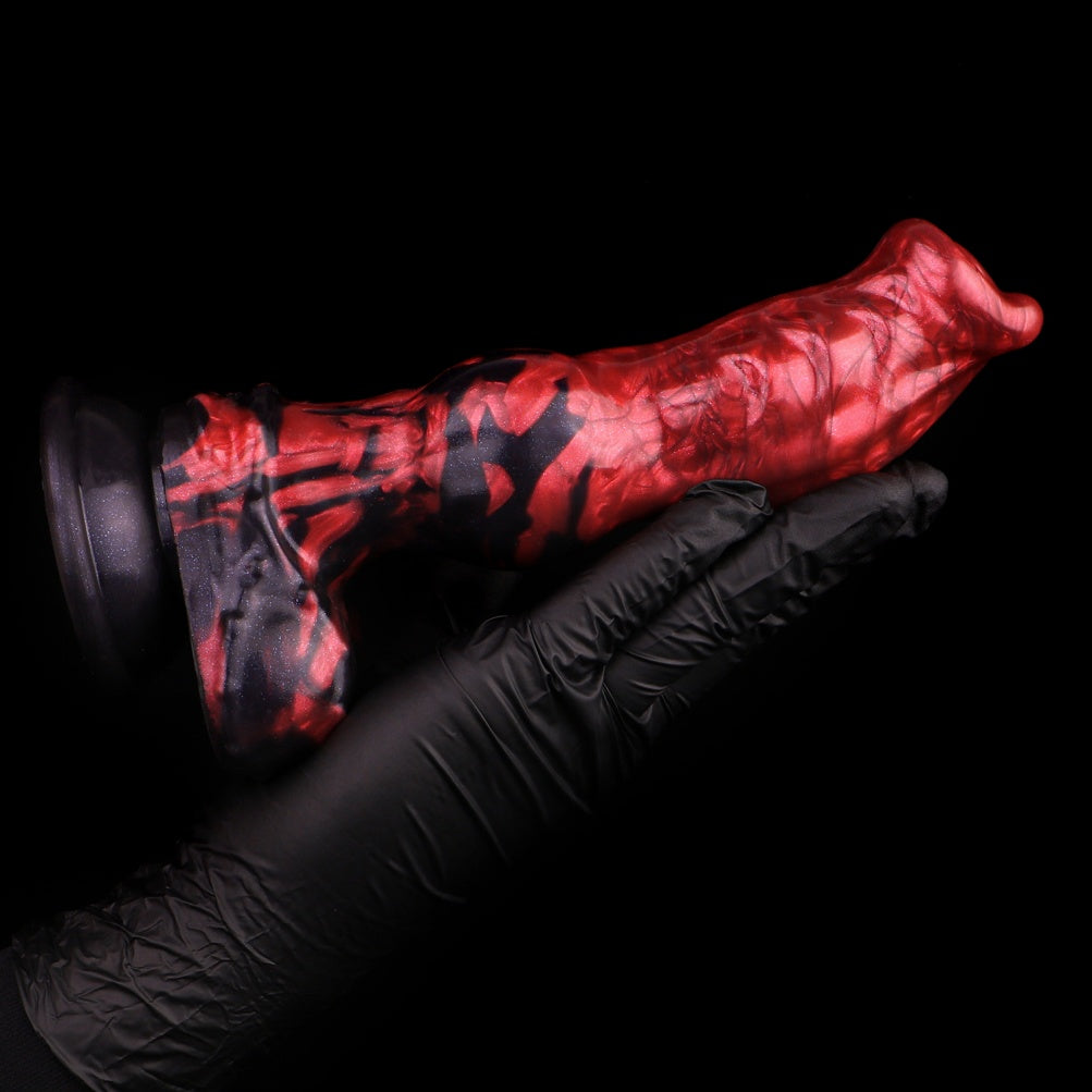 Blood-Red Silicone Fantasy Monster Blowjob - Dog-Shaped Knot Vagina Masturbator