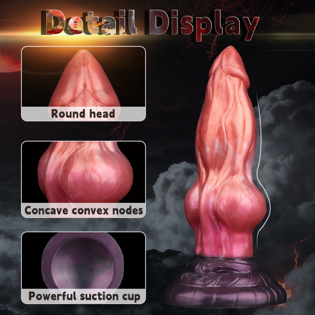 Crimson Silicone Monster Expansion Fantasy Dildo - Insertable Vaginal Masturbating Suction Cup Toy