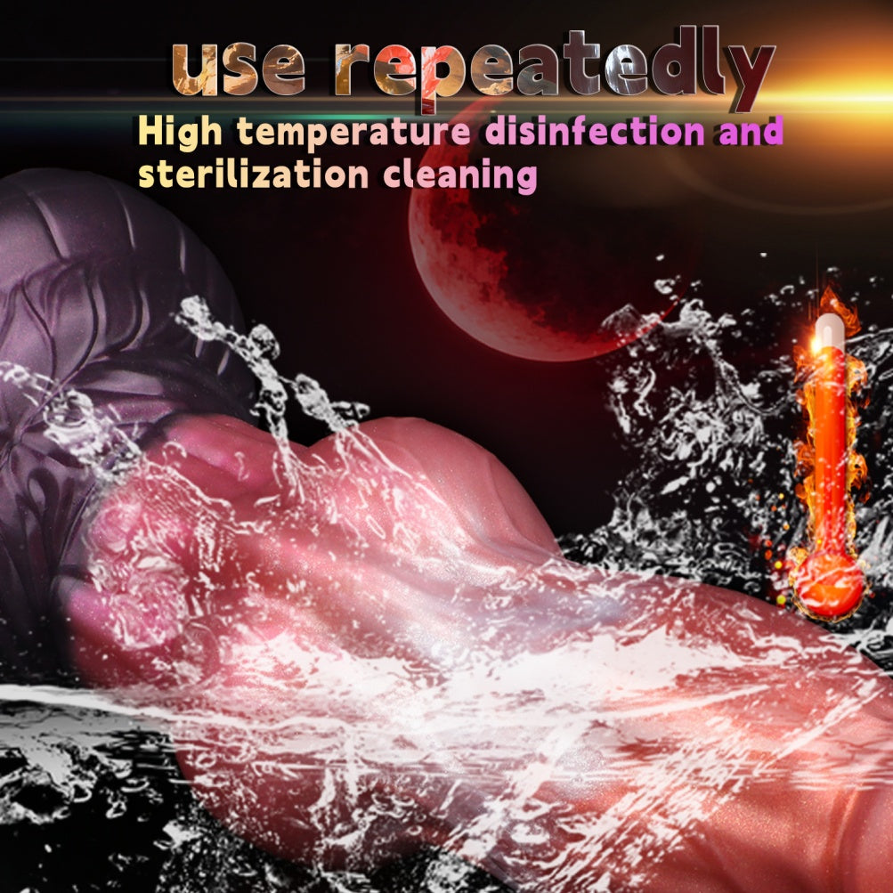 Crimson Silicone Monster Expansion Fantasy Dildo - Insertable Vaginal Masturbating Suction Cup Toy