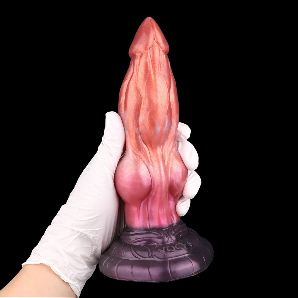 Crimson Silicone Monster Expansion Fantasy Dildo - Insertable Vaginal Masturbating Suction Cup Toy