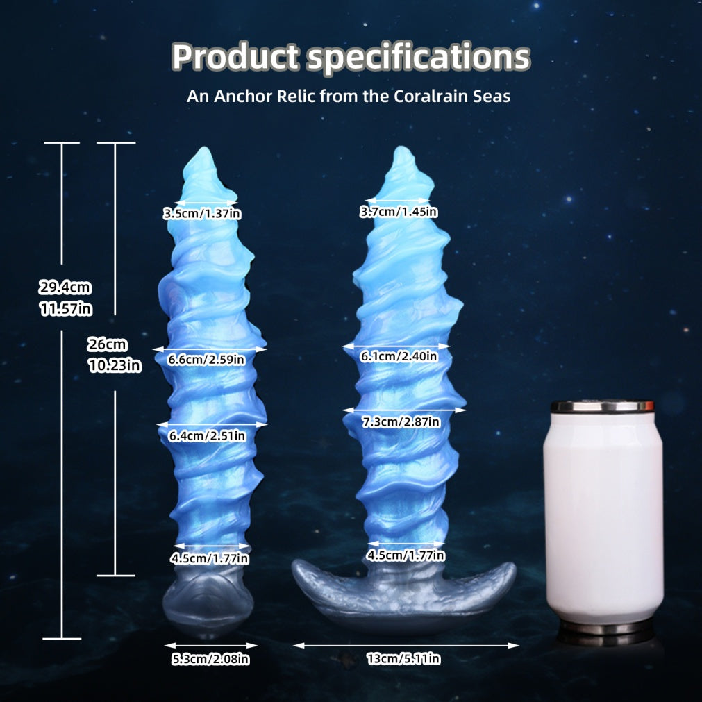 Godemiché anal à sangle en spirale Fantasy – « Épine dorsale d'ancre » Jouet sexuel en silicone bleu pour massage orgasmique