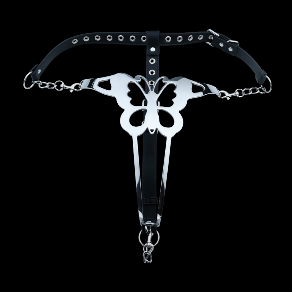 Butterfly Bettie Bondage Metal Crotchless Panties - Erotic Tease BDSM Strapon Sex Toys
