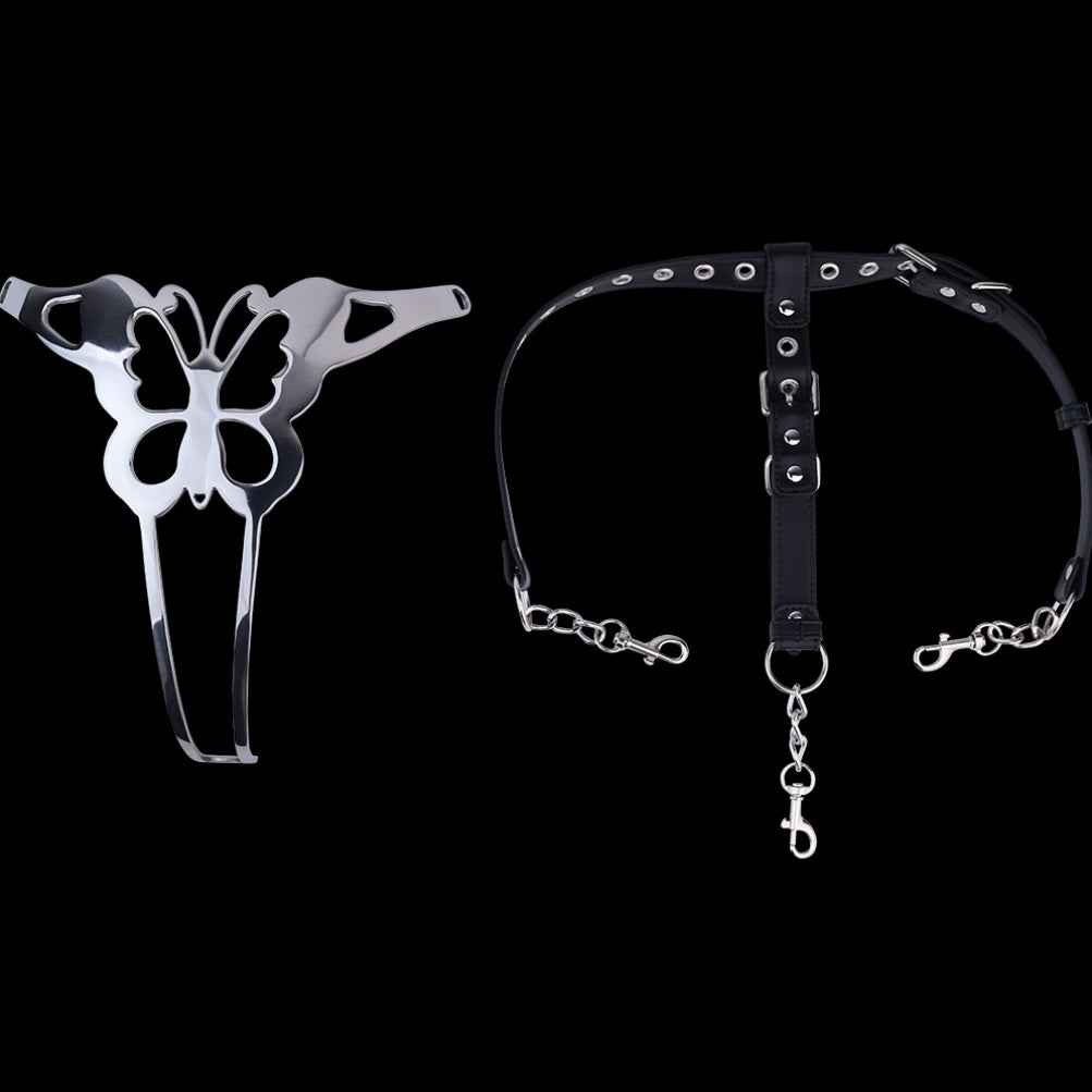 Butterfly Bettie Bondage Metal Crotchless Panties - Erotic Tease BDSM Strapon Sex Toys