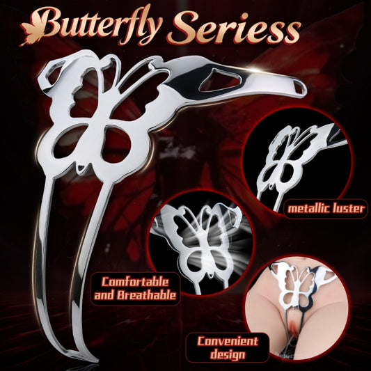 Butterfly Bettie Bondage Metal Crotchless Panties - Erotic Tease BDSM Strapon Sex Toys