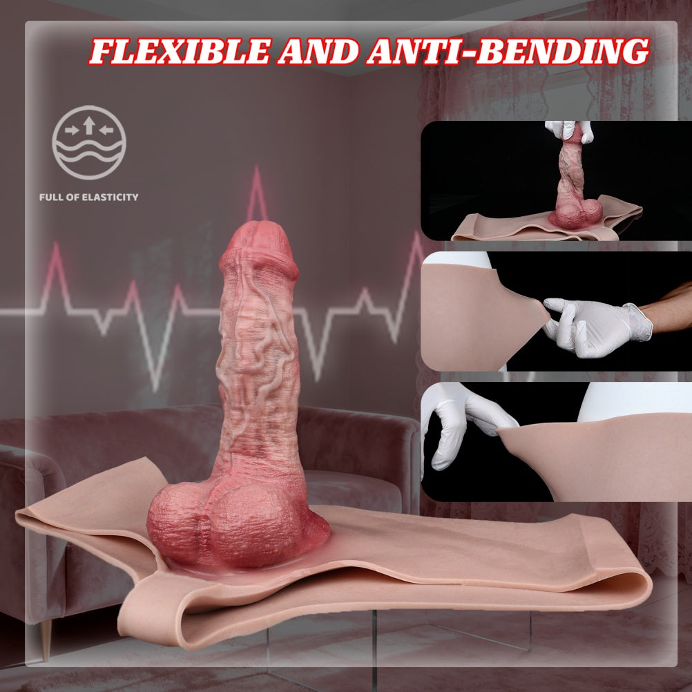 Liquid Silicone Strap-On Dildo Sheath Underwear - Penis Enlargement Thickening Wearable Device for Men
