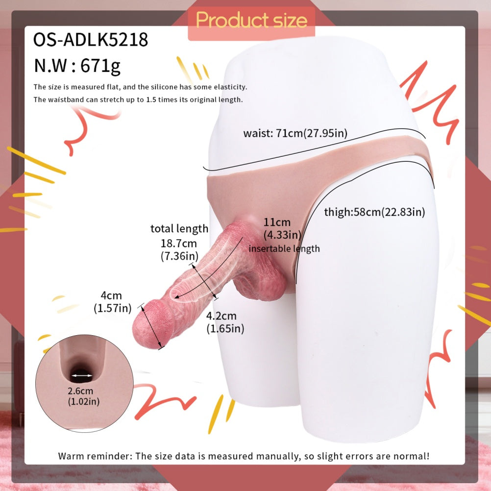 Liquid Silicone Strap-On Dildo Sheath Underwear - Penis Enlargement Thickening Wearable Device for Men