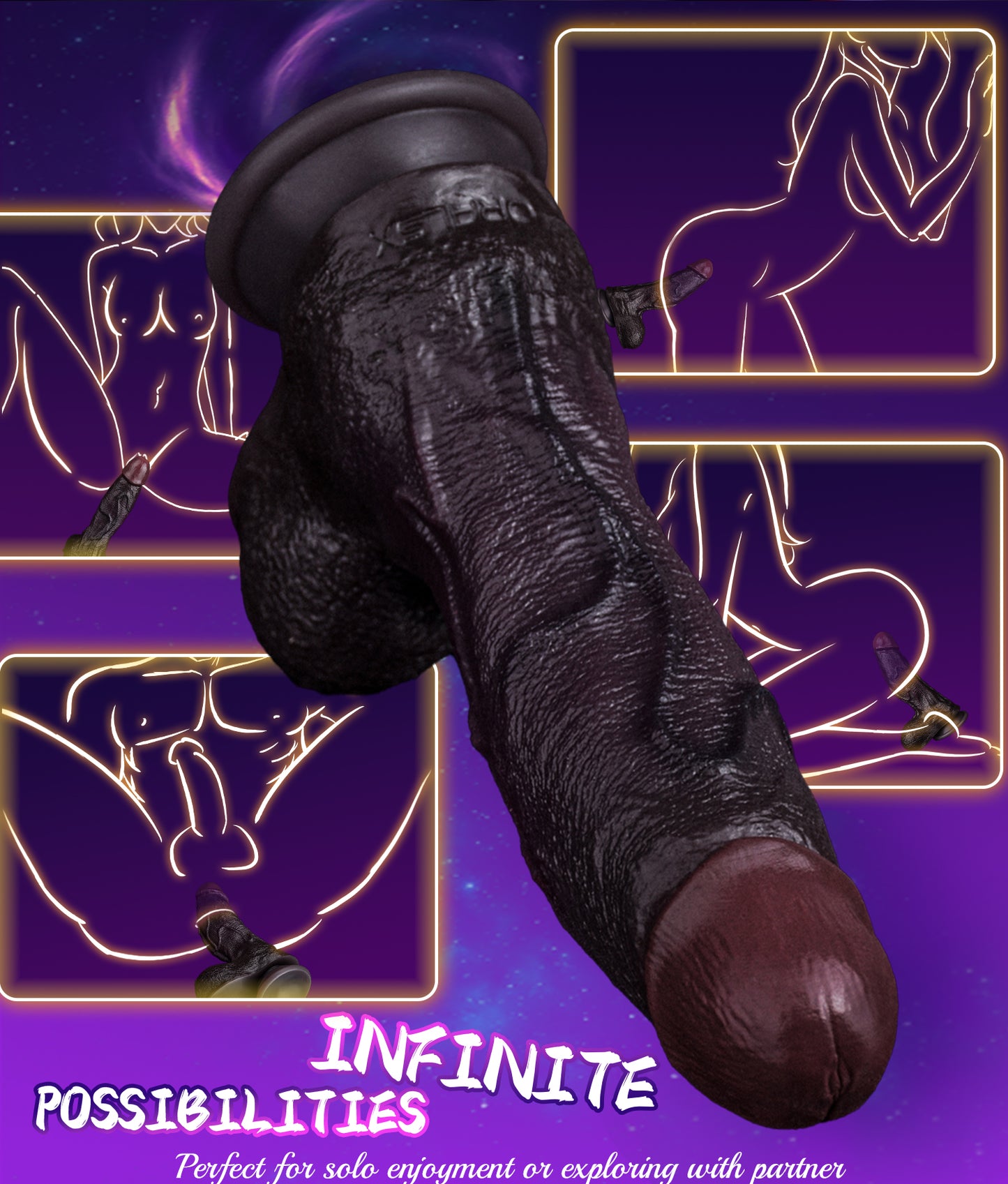 Gode réaliste stimulant le point G et provoquant l'orgasme – Silicone noir double couche – Jouet sexuel pour la masturbation féminine