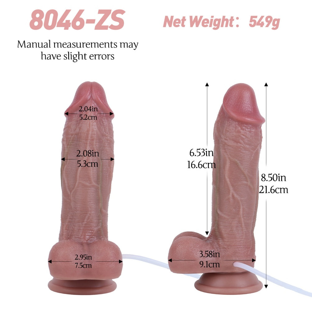 8,5" realistischer Spritzdildo mit gleitender Vorhaut - Doppellagiger Saugnapf-Penis zur weiblichen Masturbation