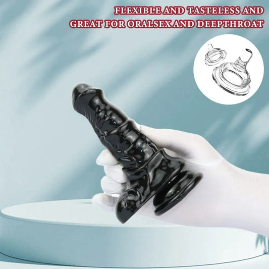 Black Silicone Realistic Horse Dildo – Compact and Convenient Insertion Vaginal Masturbation Toy
