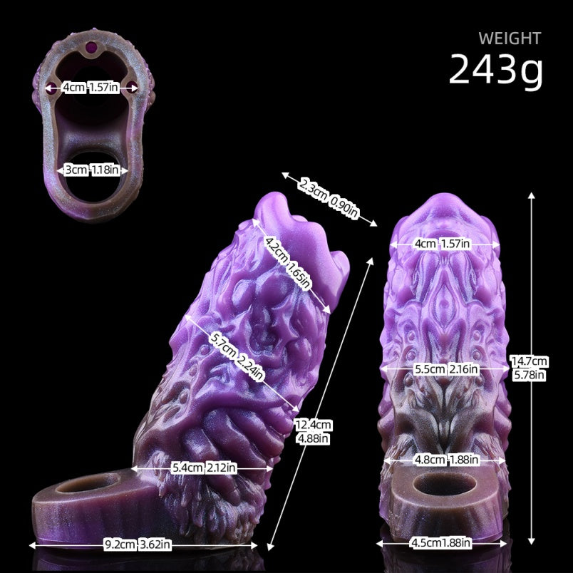 Amethyst Bloom Silicone Penissleeve – Hybrid Cock Extender for Penetration Domination