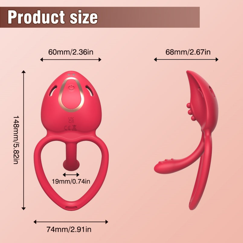 Anneau pénien vibrant avec baguette magique rose – Jouets sexuels oraux compatibles avec les godes-ceintures pour hommes et femmes