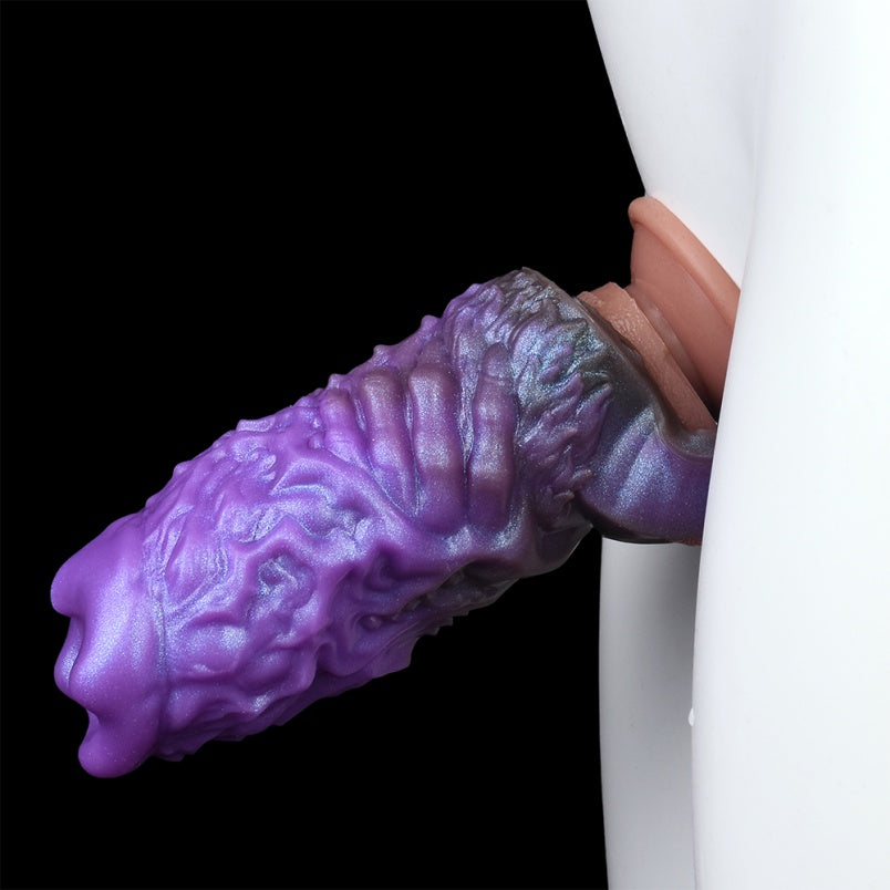 Amethyst Bloom Silicone Penissleeve – Hybrid Cock Extender for Penetration Domination