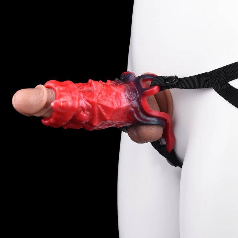 Silicone Fantasy Monster Cock Sleeve - Built-in Rigid Spine to Combat Penis Softness