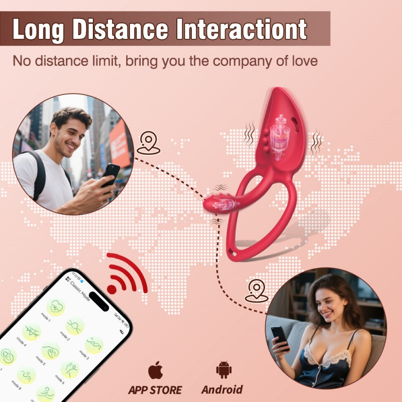 Anneau pénien vibrant avec baguette magique rose – Jouets sexuels oraux compatibles avec les godes-ceintures pour hommes et femmes